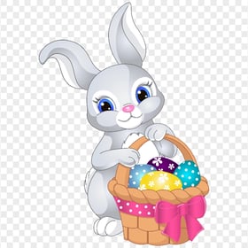 Cute Easter Bunny With Colorful Eggs HD Transparent PNG