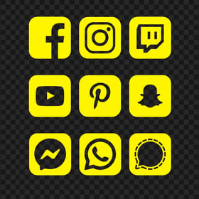 HD Social Media Yellow Square Icons PNG