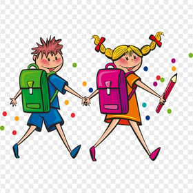 HD Student Kids Going To School Clipart PNG