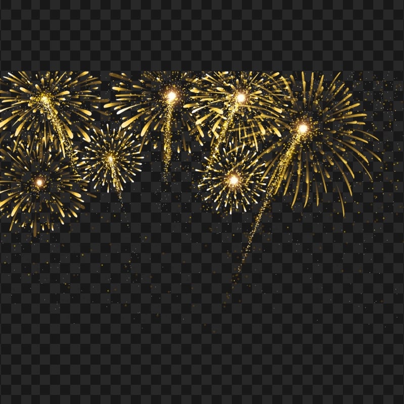 Download New Year Yellow Fireworks Celebration PNG