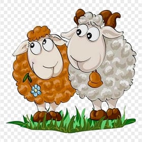 Two Cartoon Sheep Sticker Mammals Animals