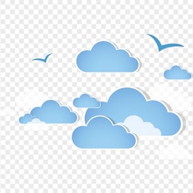 HD Graphic Clouds & Birds Illustration PNG