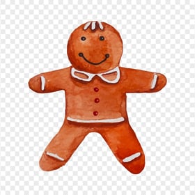 HD Watercolor Gingerbread Man Cartoon Character PNG