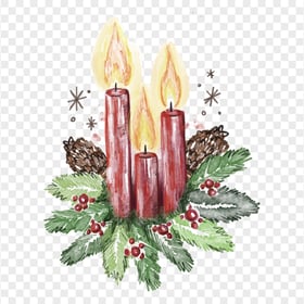 Hand Painting Christmas Candles PNG Image