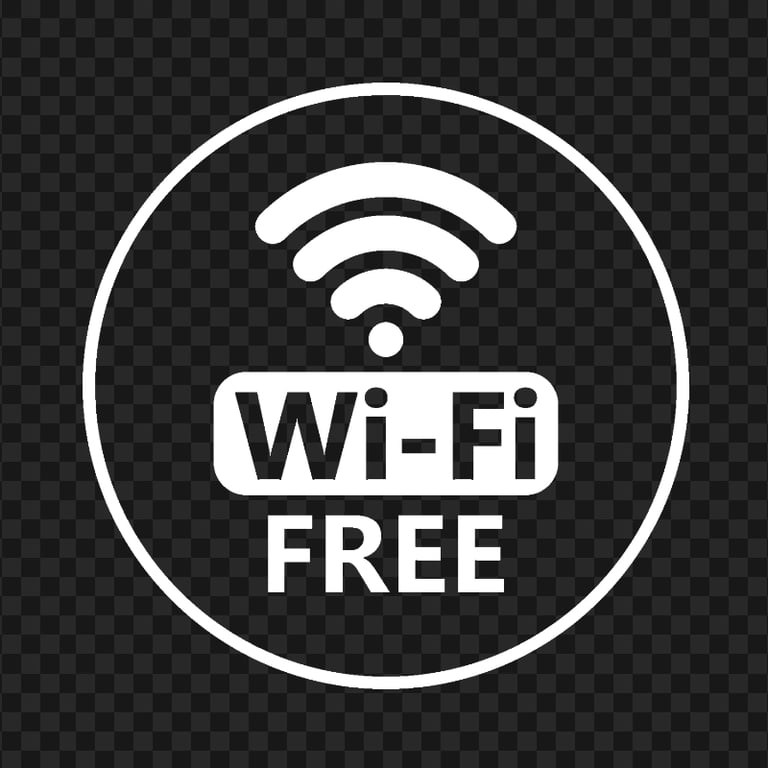 Free Wi-Fi Round White Logo Icon Sign PNG Image