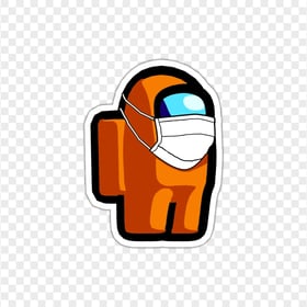 HD Orange Among Us Character Covid Surgical Mask Stickers PNG