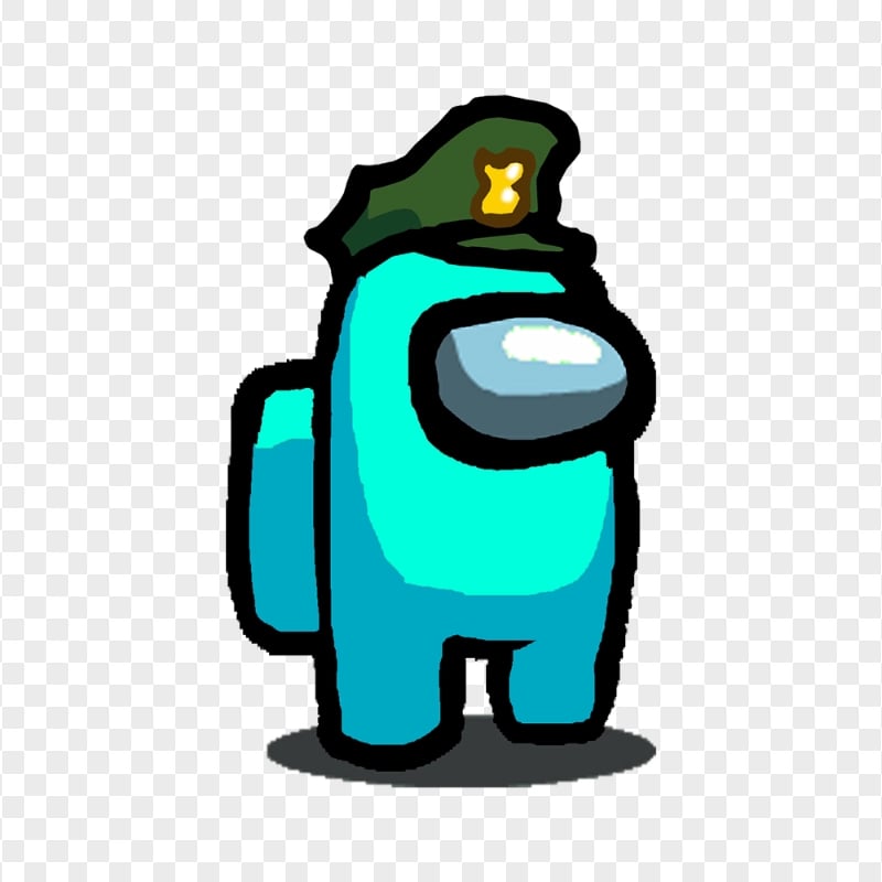 HD Cyan Among Us Crewmate Character Military Hat PNG | Citypng