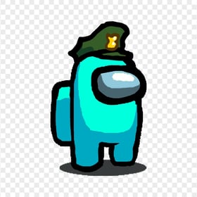 HD Cyan Among Us Crewmate Character Military Hat PNG