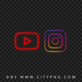 HD Beautiful Youtube Instagram Neon Logos Icons PNG