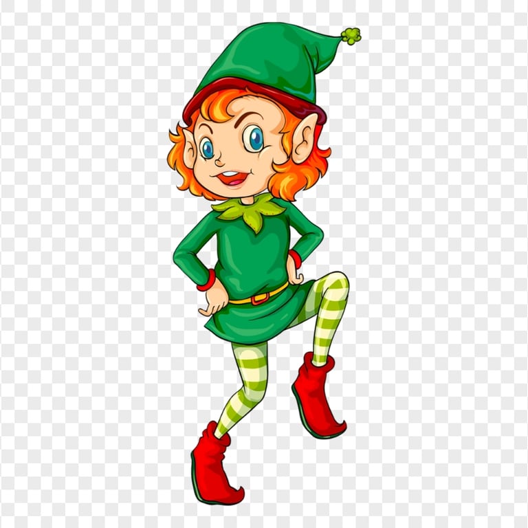 Cartoon Girl Wearing Elf PNG Image