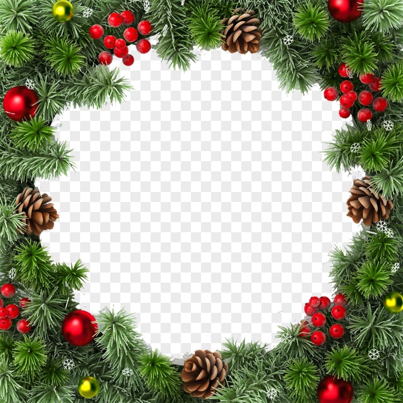 Christmas Snowflakes Holly Square Frame HD PNG