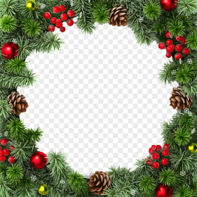 Christmas Snowflakes Holly Square Frame HD PNG