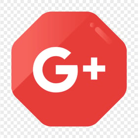 Red Hexagon Google G Plus Vector Flat Style Icon