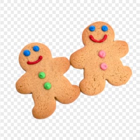 HD Two Real Gingerbread Man Cookies Biscuit PNG