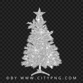 HD Beautiful Christmas Tree Silhouette Covered With Sliver Glitter PNG