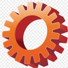Orange 3D Gear Wheel Machine Download PNG