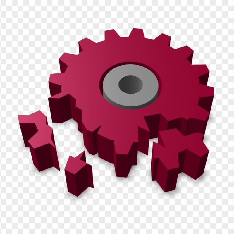 Download Broken Red 3D Gear Wheel PNG Citypng