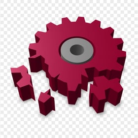 Download Broken Red 3D Gear Wheel PNG