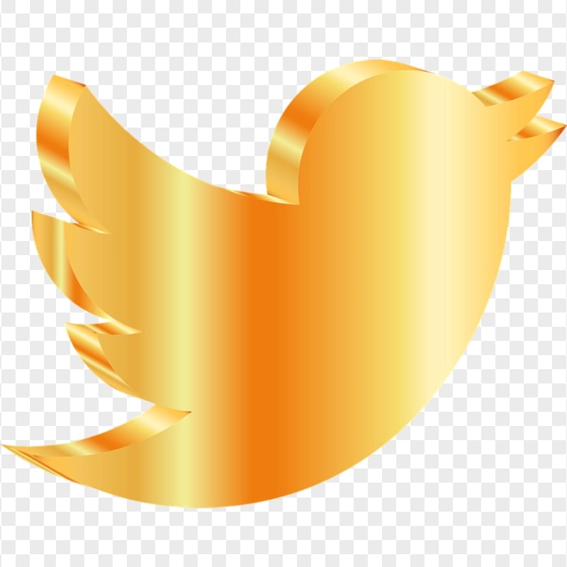 HD 3D Gold Twitter Bird Logo Icon PNG