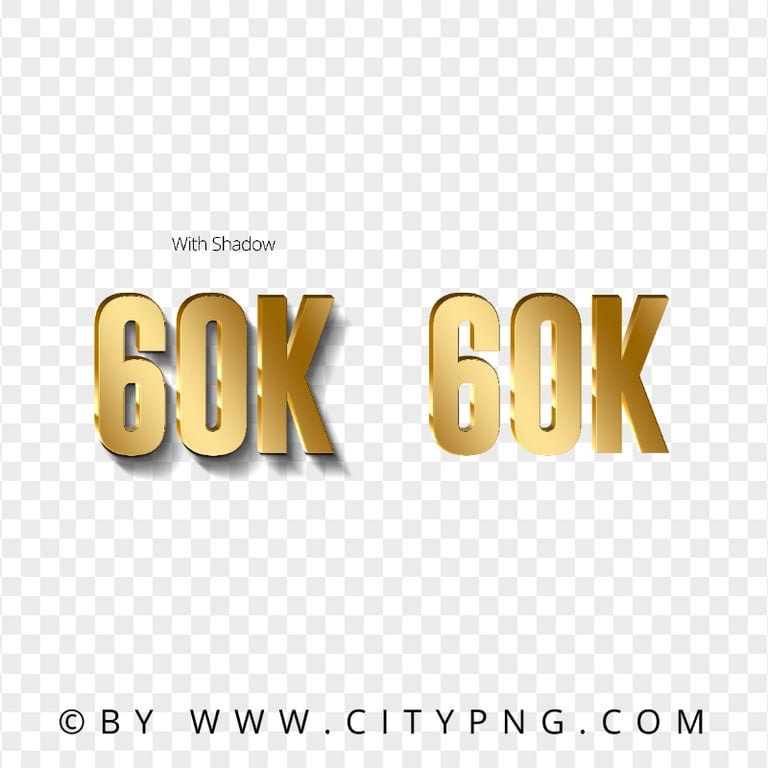 60K Gold Number HD Transparent Background