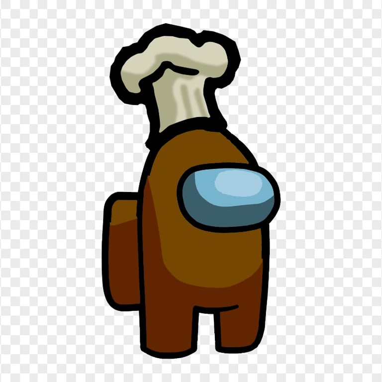 HD Brown Among Us Crewmate Character With Chef Hat PNG