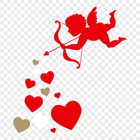 HD Flying Cupid Angel With Group Of Hearts Valentine Day Love PNG