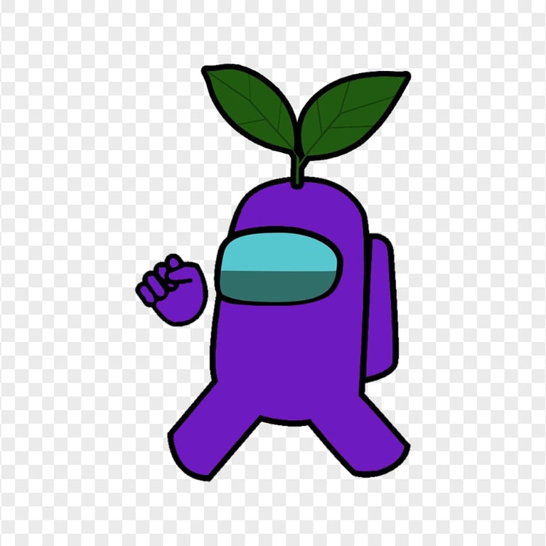HD Purple Among Us Crewmate Character With Leaf PNG