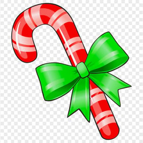 Vector Christmas Candy Cane With Green Bow PNG
