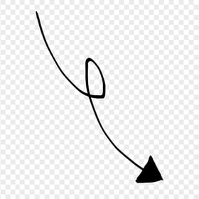 HD Black Line Art Drawn Arrow Pointing Down Right PNG