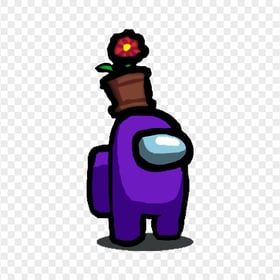 HD Among Us Purple Crewmate Character With Flower Pot Hat PNG