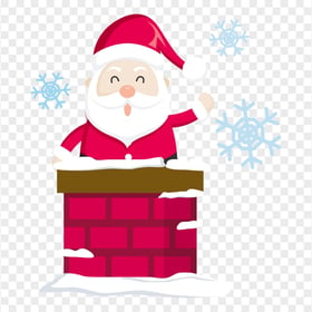 HD Vector Flat Santa Claus In A Snowy Chimney PNG