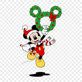 Clipart Mickey Mouse Holding Christmas Wreath