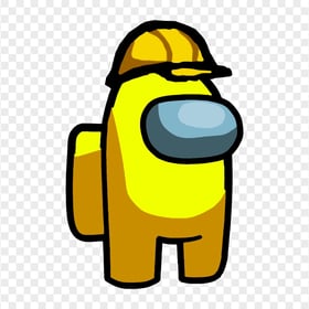 HD Yellow Among Us Character With Hard Construction Hat PNG