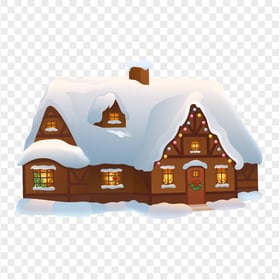 HD Gingerbread Christmas Snowy House PNG
