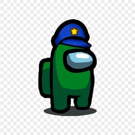 HD Dark Green Among Us Crewmate Character With Police Hat PNG