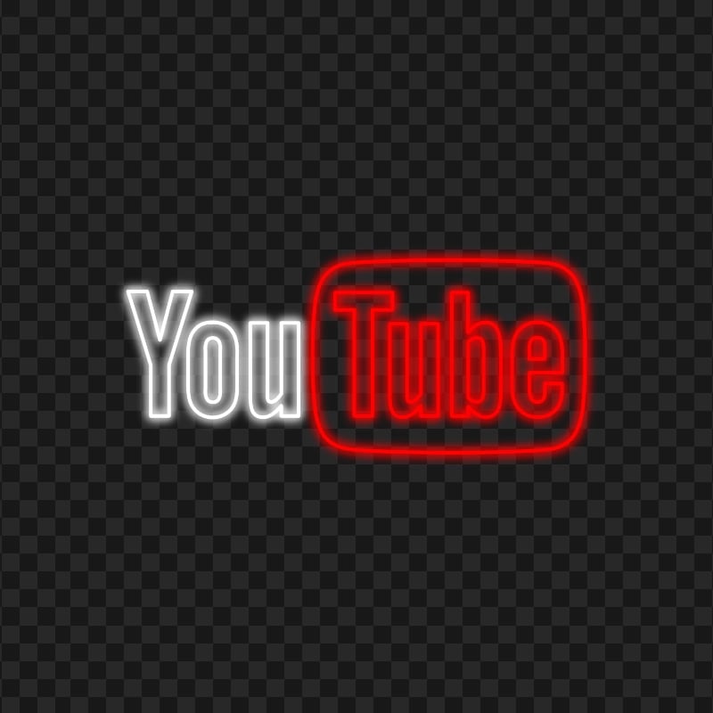 HD White & Red Neon Aesthetic Youtube YT Logo PNG Citypng