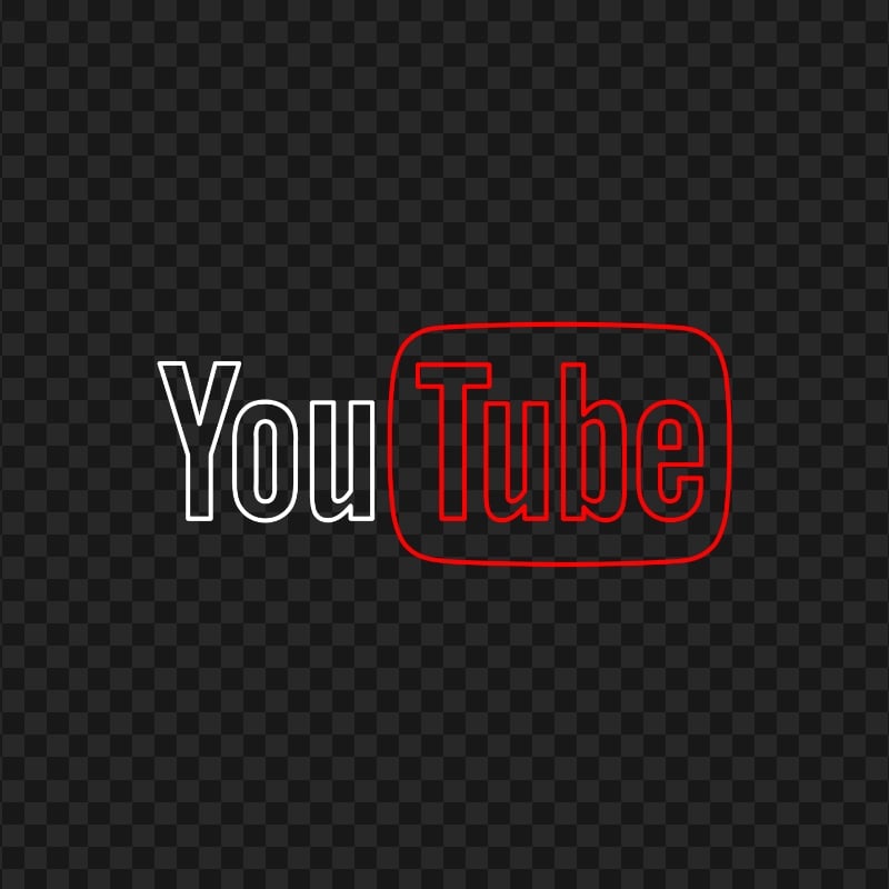 HD White & Red Outline Youtube YT Logo PNG