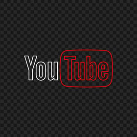HD White & Red Outline Youtube YT Logo PNG