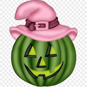 Green Happy Pumpkin Face Witch Hat Halloween