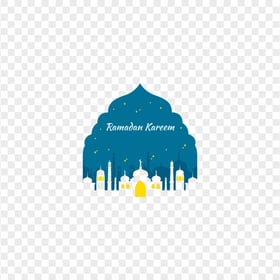 Blue English Ramadan Kareem Poster With Mosque