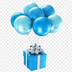 Blue Gift Box And Balloons Illustration