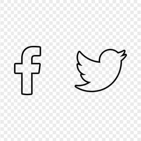 HD Facebook Twitter Black Outline Icons PNG