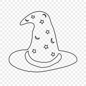 HD Cute Outline Black Halloween Witch Hat Clipart PNG