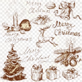 HD Merry Christmas Elements Pattern Sketch PNG