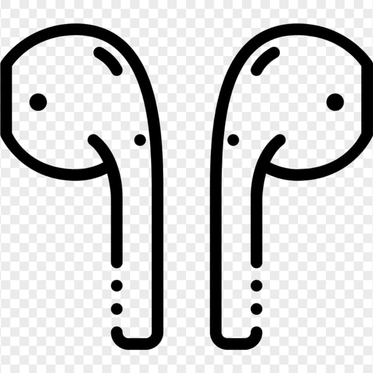 Black Outline Apple Airpods Headset Icon