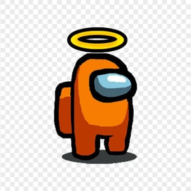 HD Orange Among Us Character With Halo Hat PNG