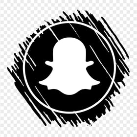 Snapchat Round Logo Icon Scrible Style Black & White PNG