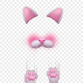 Snapchat Cat Cute Face With Claws Filter Ears & Nose PNG Image