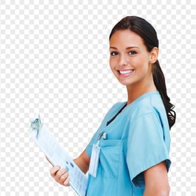 Female Doctor Physician Surgeon Nurse Blue Coat