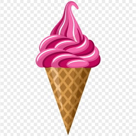 Strawberry Ice Cream Cone Illustration Cartoon HD PNG